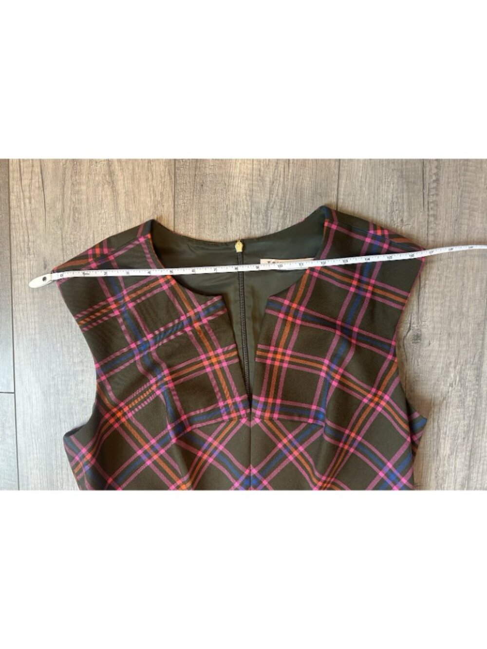Trina Turk Delightful Dress A Line Plaid Dress Size 10 Brown Pink Wedding Guest - Picture 8 of 16